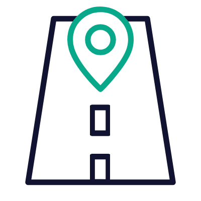 Road Location Pin, Animated Icon, Outline