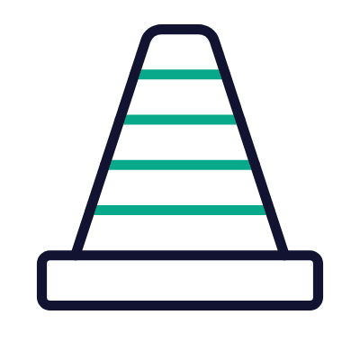 Traffic Cone, Animated Icon, Outline