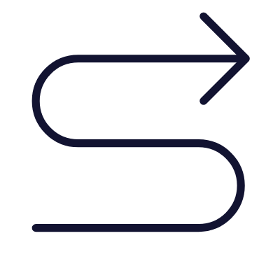 Arrow S-Turn Right, Animated Icon, Outline