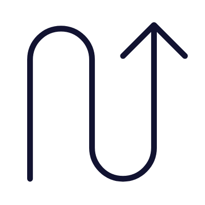 Arrow S-Turn Up, Animated Icon, Outline