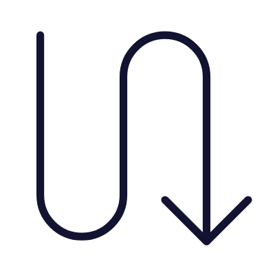Arrow S-Turn Down, Animated Icon, Outline