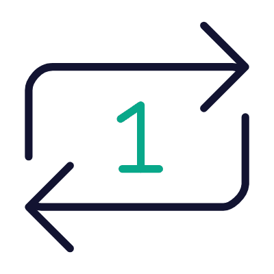 Arrows Loop One, Animated Icon, Outline