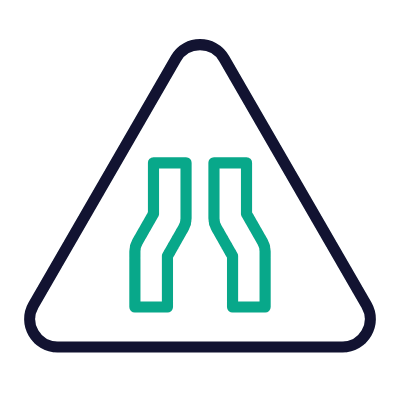 Road Narrows, Animated Icon, Outline