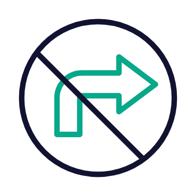 No Right Turns, Animated Icon, Outline