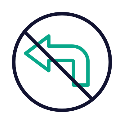 No Left Turns, Animated Icon, Outline