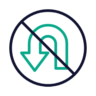 No U-turns, Animated Icon, Outline