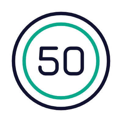 Speed Limit 50, Animated Icon, Outline