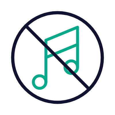 Music Note Ban, Animated Icon, Outline