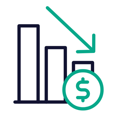 Bar Chart Money Decline, Animated Icon, Outline