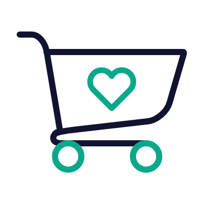 Shopping Cart Heart, Animated Icon, Outline