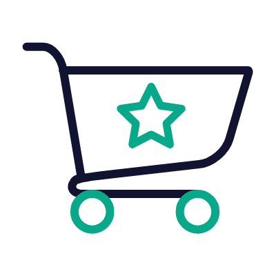 Shopping Cart Star, Animated Icon, Outline