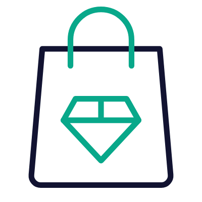 Shopping Bag Diamond, Animated Icon, Outline