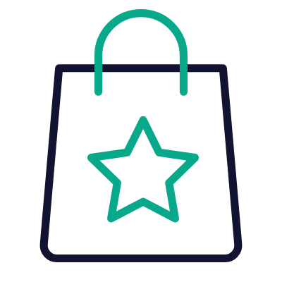 Shopping Bag Star, Animated Icon, Outline