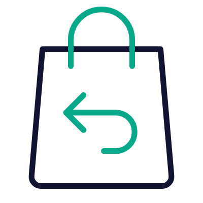 Shopping Bag Arrow Return, Animated Icon, Outline