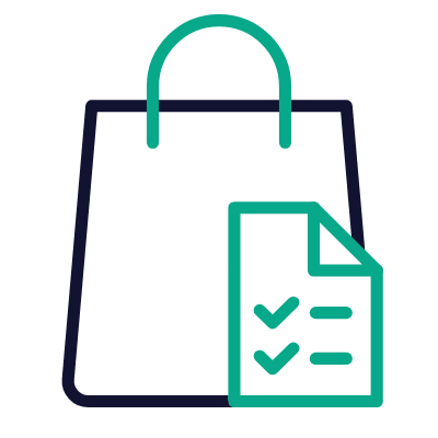 Shopping Bag List, Animated Icon, Outline