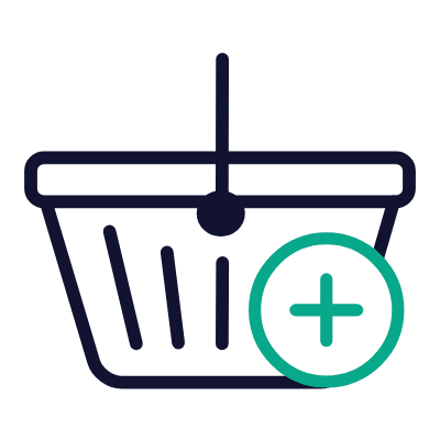 Shopping Basket Plus, Animated Icon, Outline