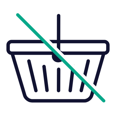 Shopping Basket Slash, Animated Icon, Outline