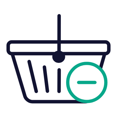 Shopping Basket Minus, Animated Icon, Outline