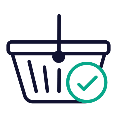 Shopping Basket Check, Animated Icon, Outline