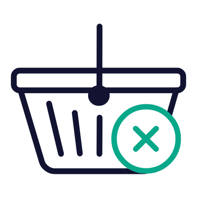 Shopping Basket Cross, Animated Icon, Outline