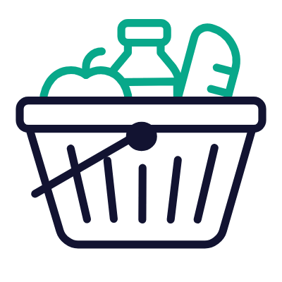 Shopping Basket Groceries, Animated Icon, Outline