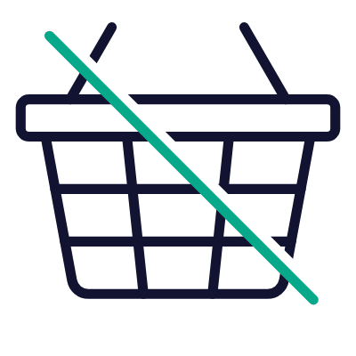 Shopping Basket Wire Slash, Animated Icon, Outline