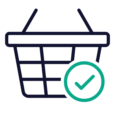 Shopping Basket Wire Check, Animated Icon, Outline