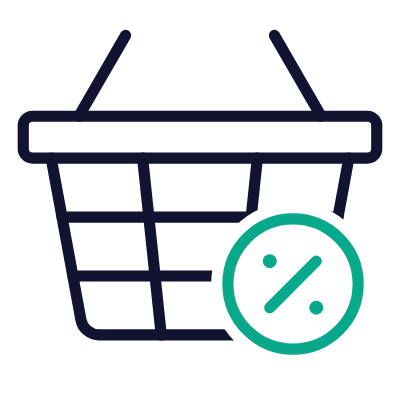Shopping Basket Wire Percent, Animated Icon, Outline