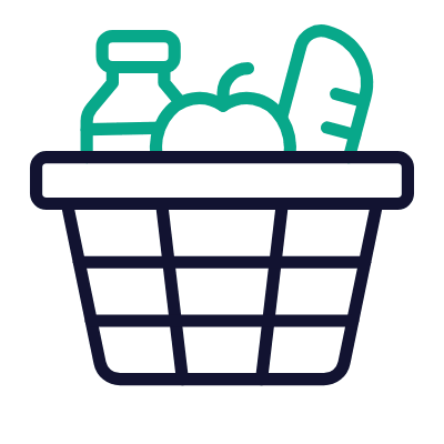 Shopping Basket Wire Groceries, Animated Icon, Outline