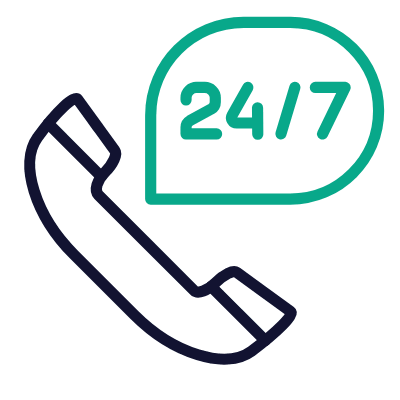 Phone 24 7, Animated Icon, Outline