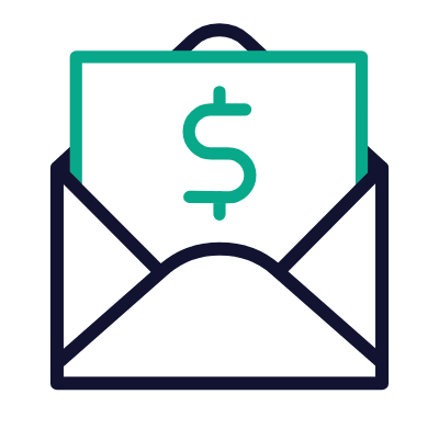 Mail Open Dollar, Animated Icon, Outline