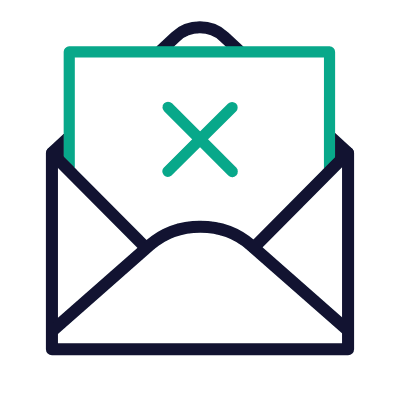 Mail Open Cross, Animated Icon, Outline
