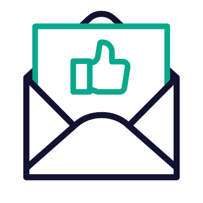 Mail Open Thumb Up, Animated Icon, Outline