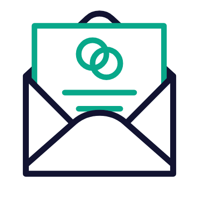 Mail Open Wedding, Animated Icon, Outline