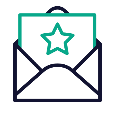Mail Open Star, Animated Icon, Outline