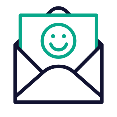 Mail Open Smile, Animated Icon, Outline