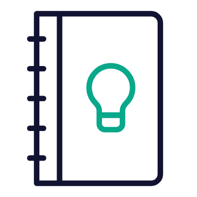 Notebook Bulb, Animated Icon, Outline