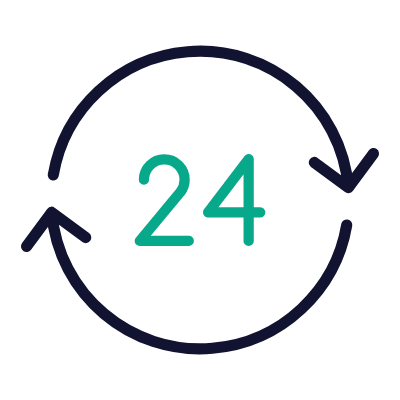 24-Hour, Animated Icon, Outline