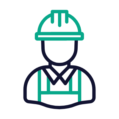 Man Construction Worker, Animated Icon, Outline