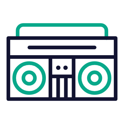 Boombox, Animated Icon, Outline