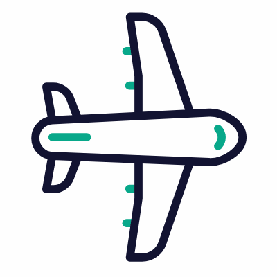 Airplane Horizontal, Animated Icon, Outline