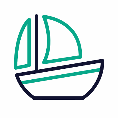 Sailboat, Animated Icon, Outline