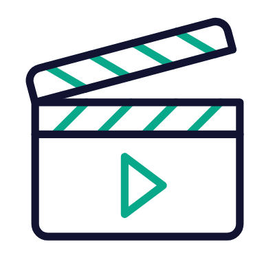 Clapperboard Play, Animated Icon, Outline