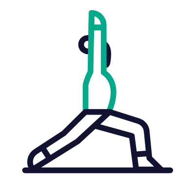 Yoga Warrior, Animated Icon, Outline