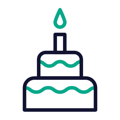 Birthday Cake, Animated Icon, Outline