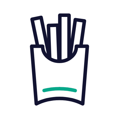 French Fries, Animated Icon, Outline