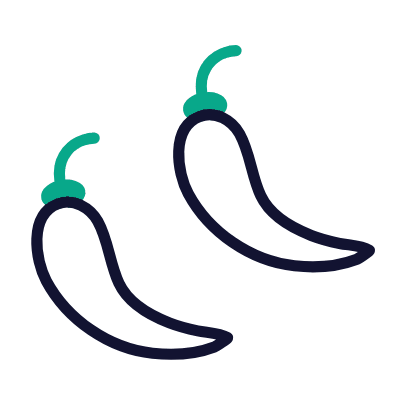 Two Chili Peppers Hot, Animated Icon, Outline