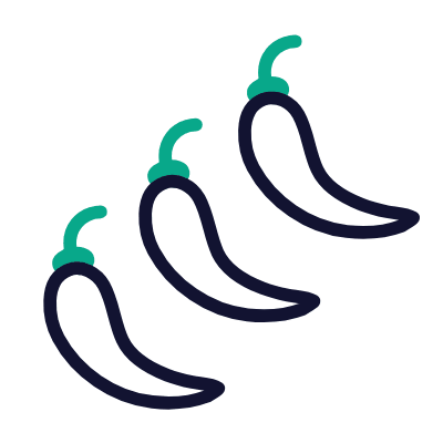 Three Chili Peppers Extra Hot, Animated Icon, Outline