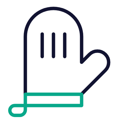 Oven Mitt, Animated Icon, Outline