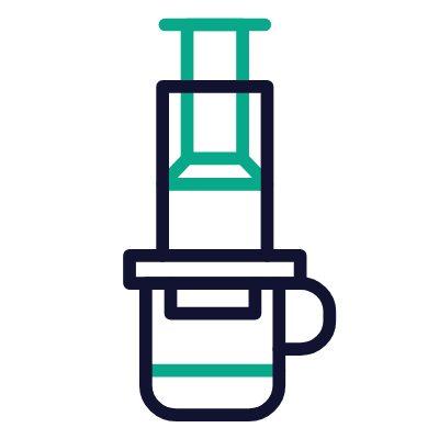 Aeropress Coffee, Animated Icon, Outline